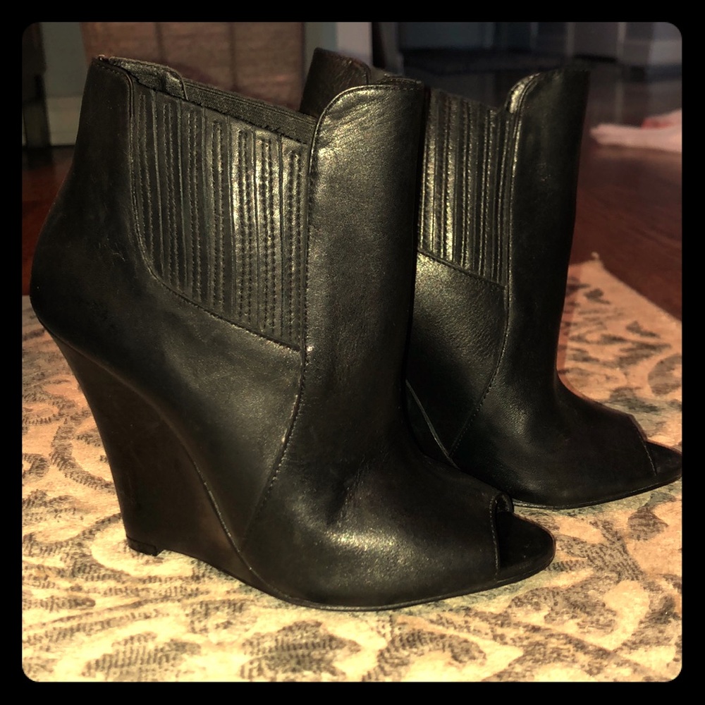 Schutz Peep Toe Wedge Ankle Boot